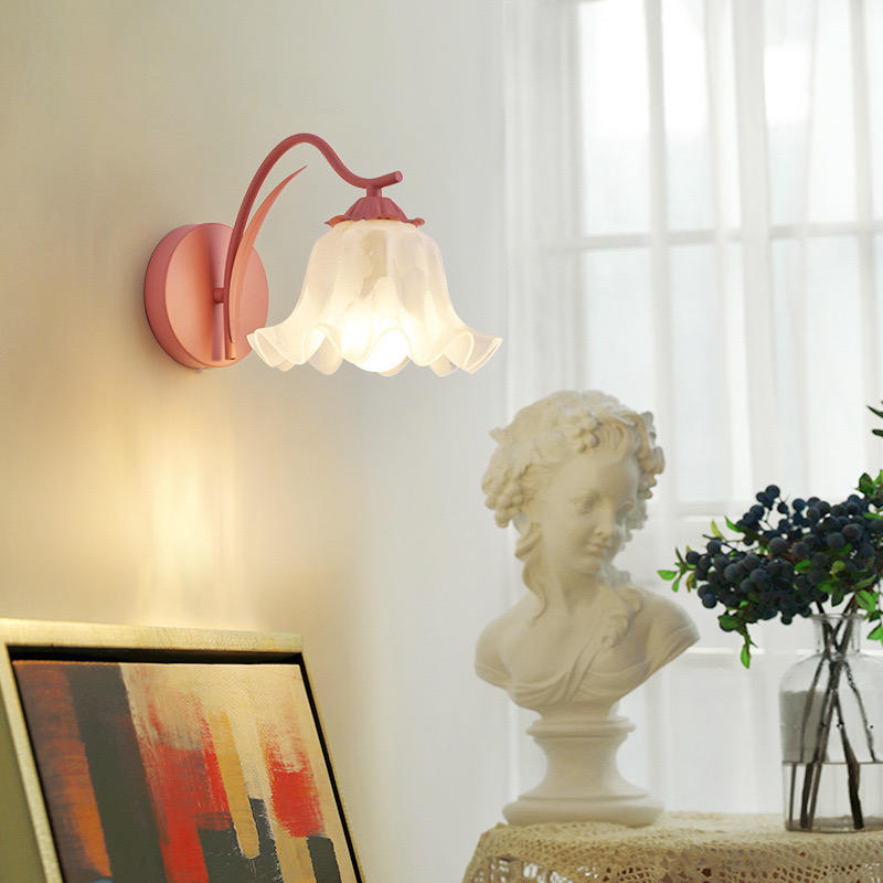 Vintage fransk væglampe med blomstermotiv