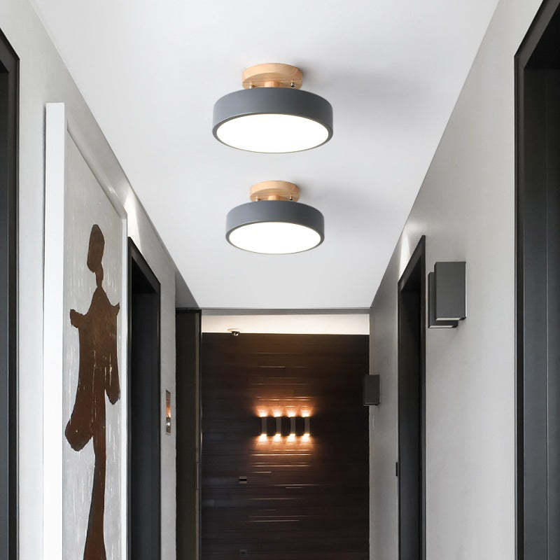 Træ loftlampe med moderne LED-lys