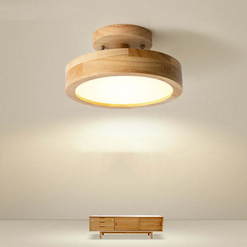 Træ loftlampe med moderne LED-lys