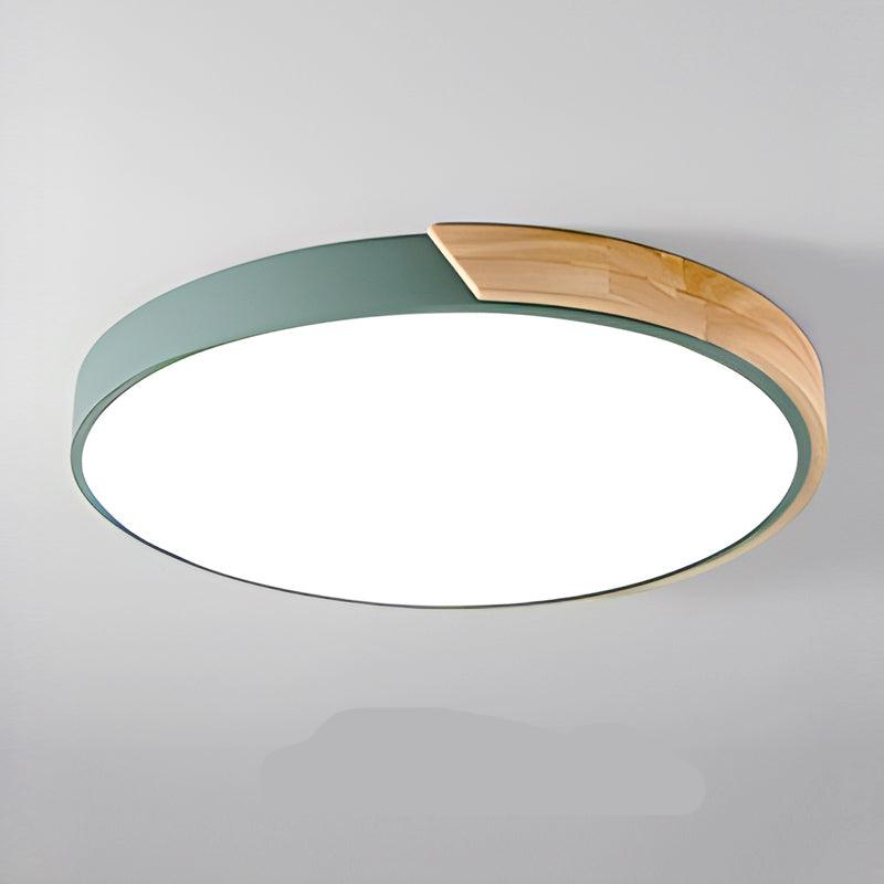 Rund loftslampe i træ, nordisk macaron-stil