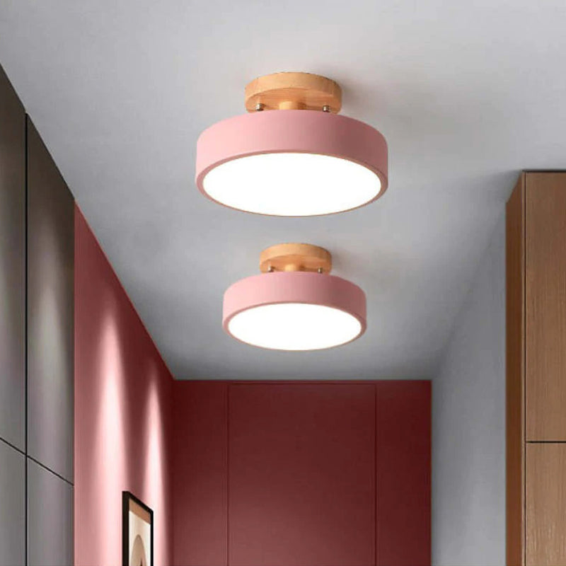 Træ loftlampe med moderne LED-lys