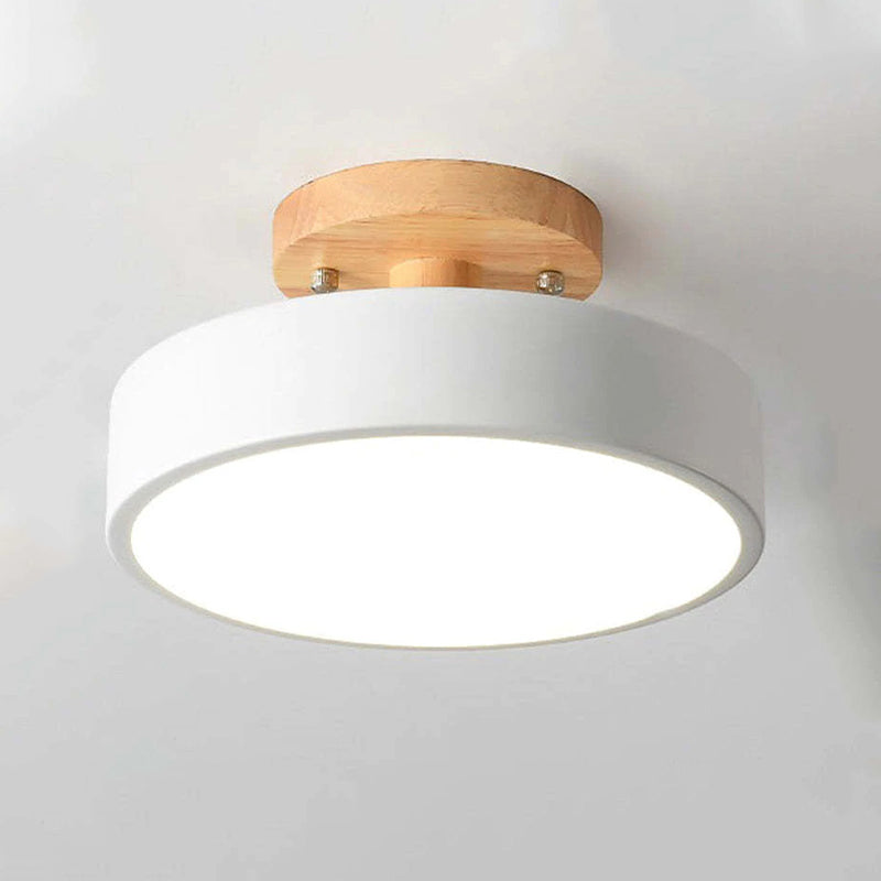 Træ loftlampe med moderne LED-lys