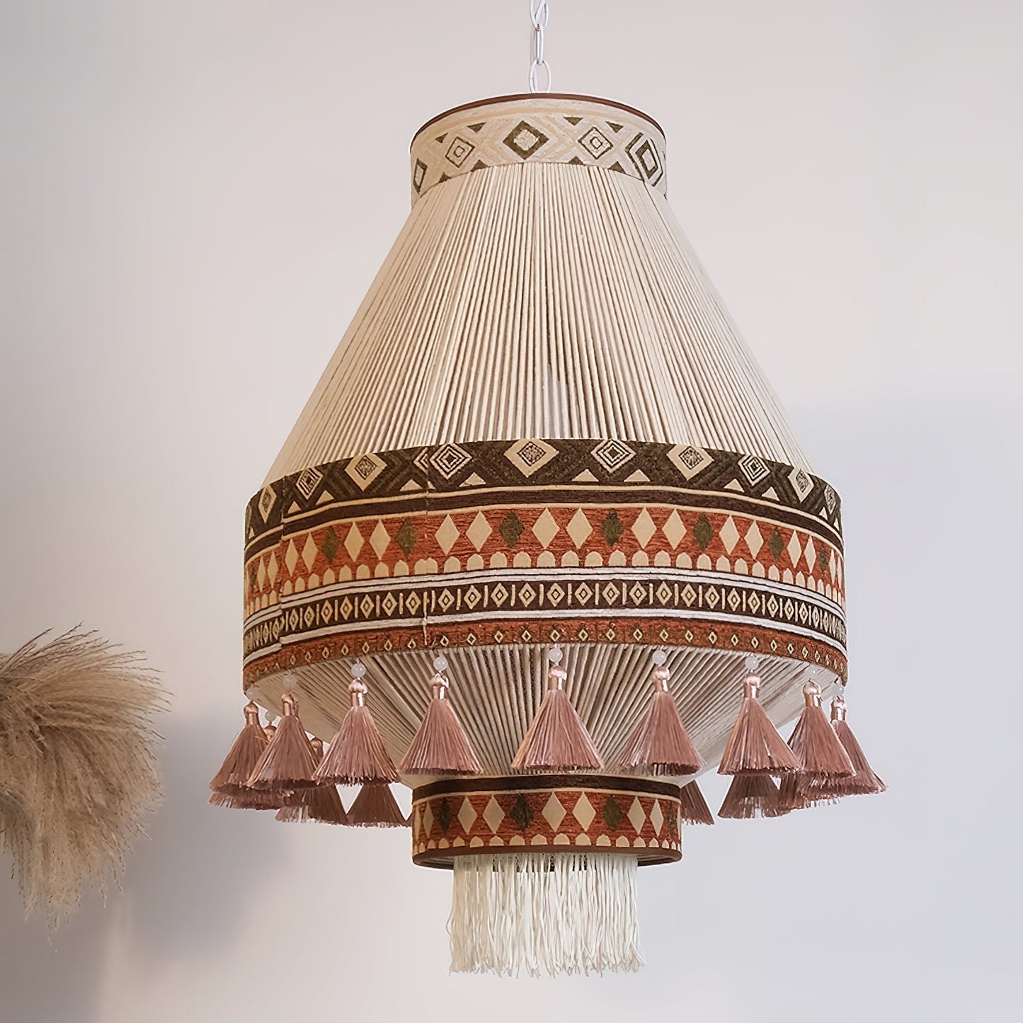 Pendellampe med frynser i boheme-stil