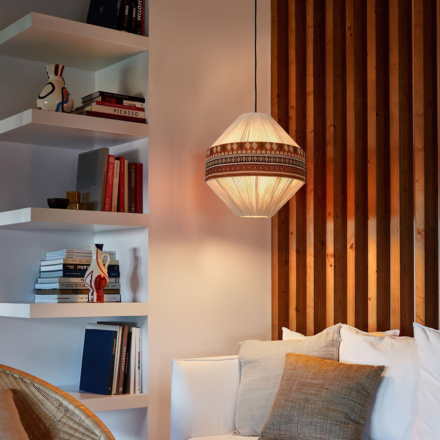 Pendellampe med frynser i boheme-stil