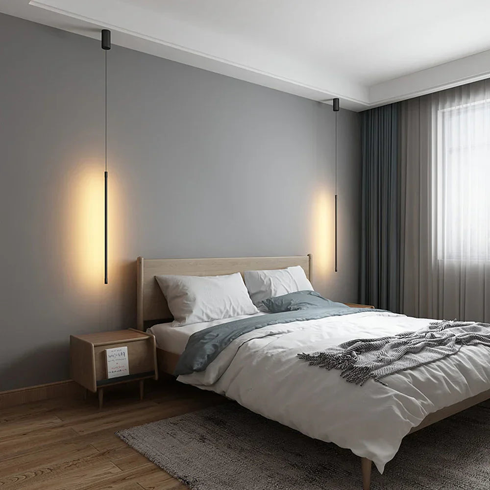 Lang, minimalistisk LED-pendel i aluminium
