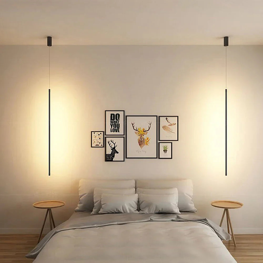 Lang, minimalistisk LED-pendel i aluminium