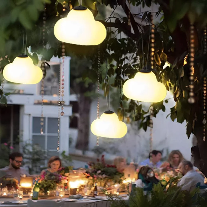 Minori Cloud LED Pendant Lamp, Milk White with Metal/Acrylic