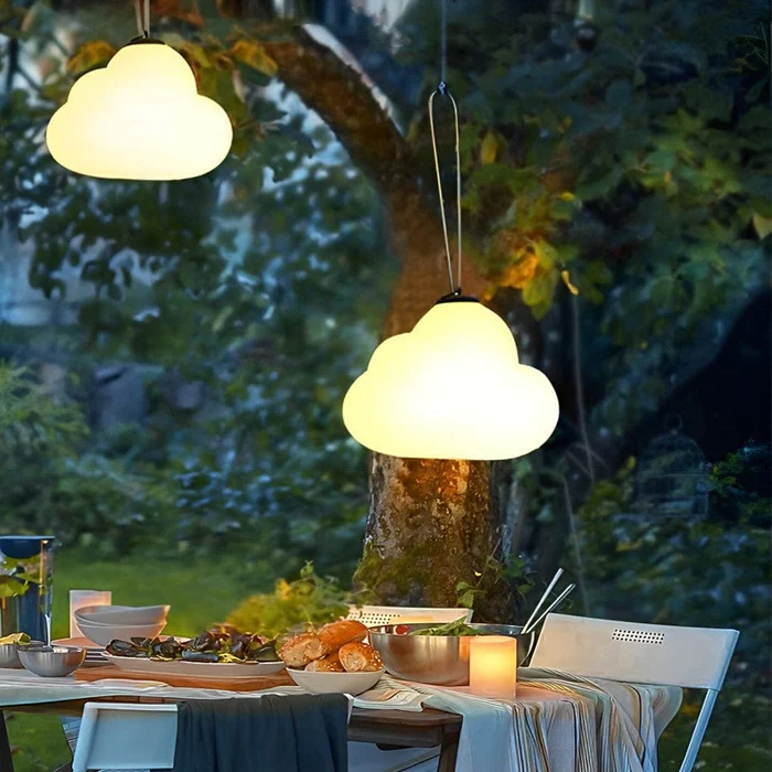 Minori Cloud LED Pendant Lamp, Milk White with Metal/Acrylic