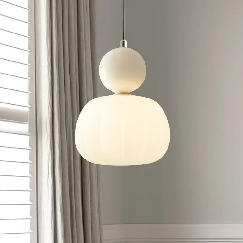 Art Deco pendellampe i cremefarvet scout-design