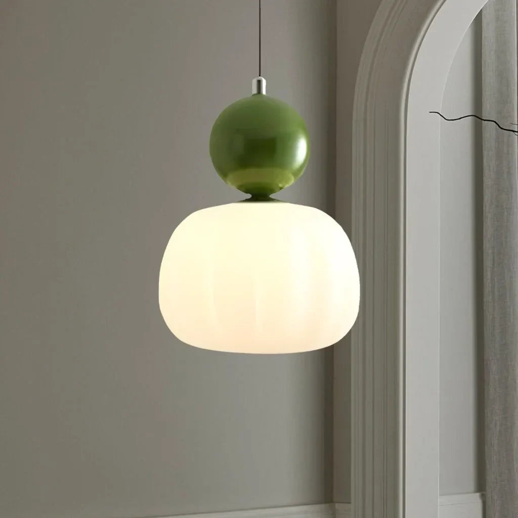 Art Deco pendellampe i cremefarvet scout-design