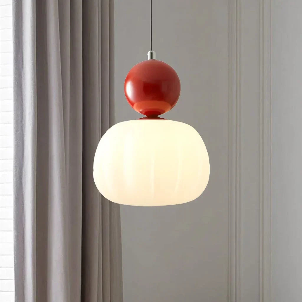 Art Deco pendellampe i cremefarvet scout-design