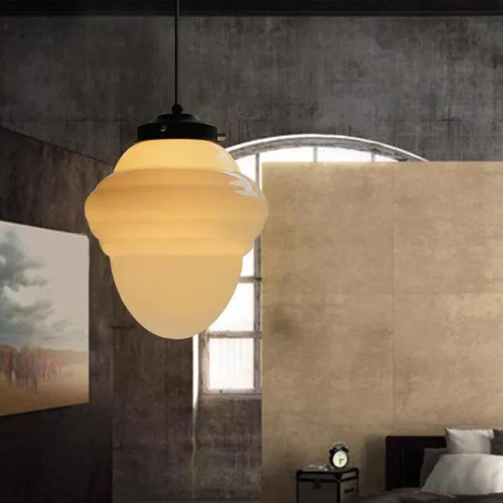 Gammel hvid mælkeglas geometrisk krukke lampe