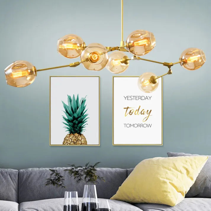 Sputnik Chandelier with Bifurcating Bubble Glass