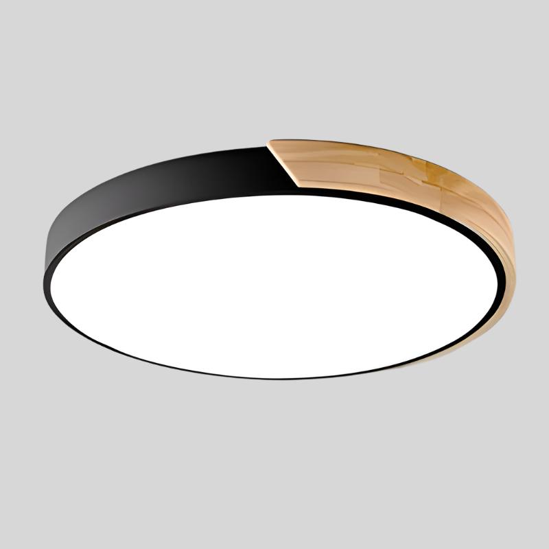 Rund loftslampe i træ, nordisk macaron-stil