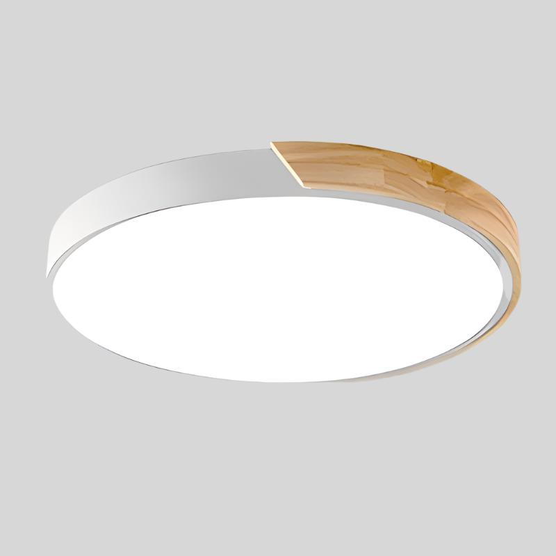 Rund loftslampe i træ, nordisk macaron-stil