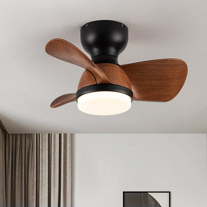 Elegant loftsventilator i træ med LED-lys til soveværelset