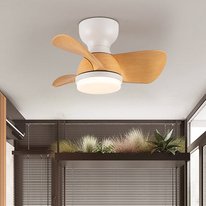 Elegant loftsventilator i træ med LED-lys til soveværelset