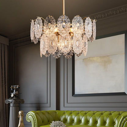 Krystal lysekrone med 5-7 hoveder i præget design