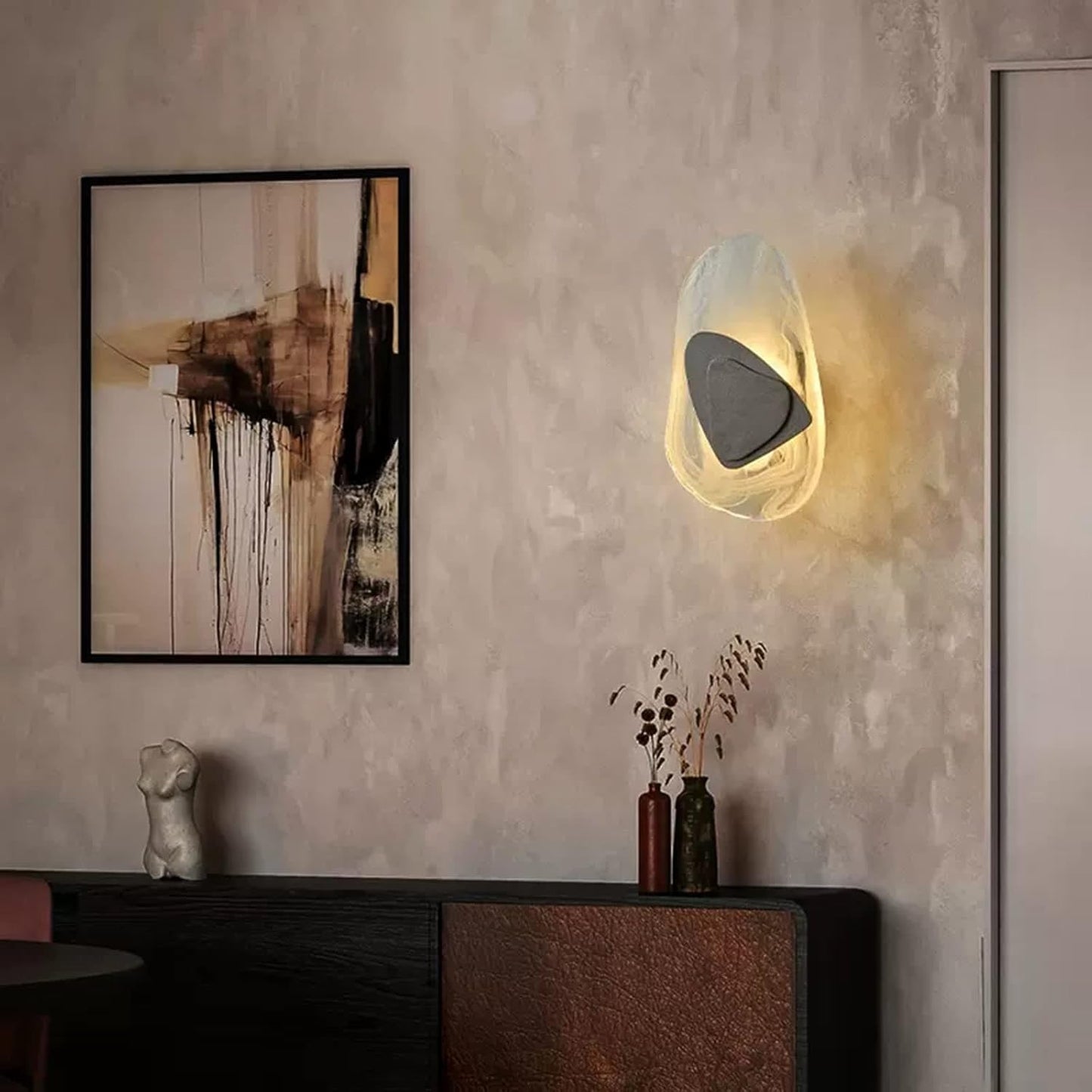 Moderne LED væglampe i glas med kreativt design
