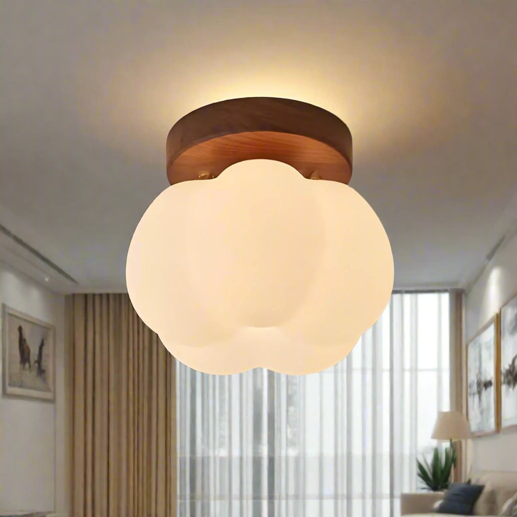 Pumpkin-shaped Flush Mount Ceiling Lamp