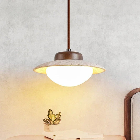 Wallnut and stone pendant
 - lichtdekor.com