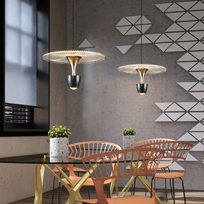 Stilren LED-pendellampe i skiveform