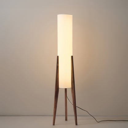 Massivtræsgulvlampe i valnød – kunstnerisk lampe