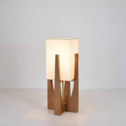 Japansk stil gulvlampe i massivt valnøddetræ. Enkel trælampe.