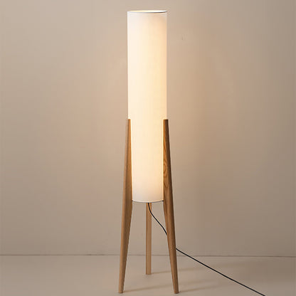 Massivtræsgulvlampe i valnød – kunstnerisk lampe