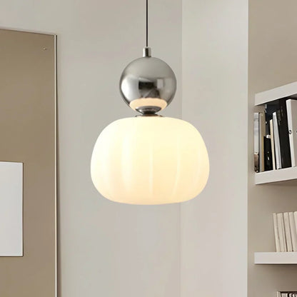 Art Deco pendellampe i cremefarvet scout-design