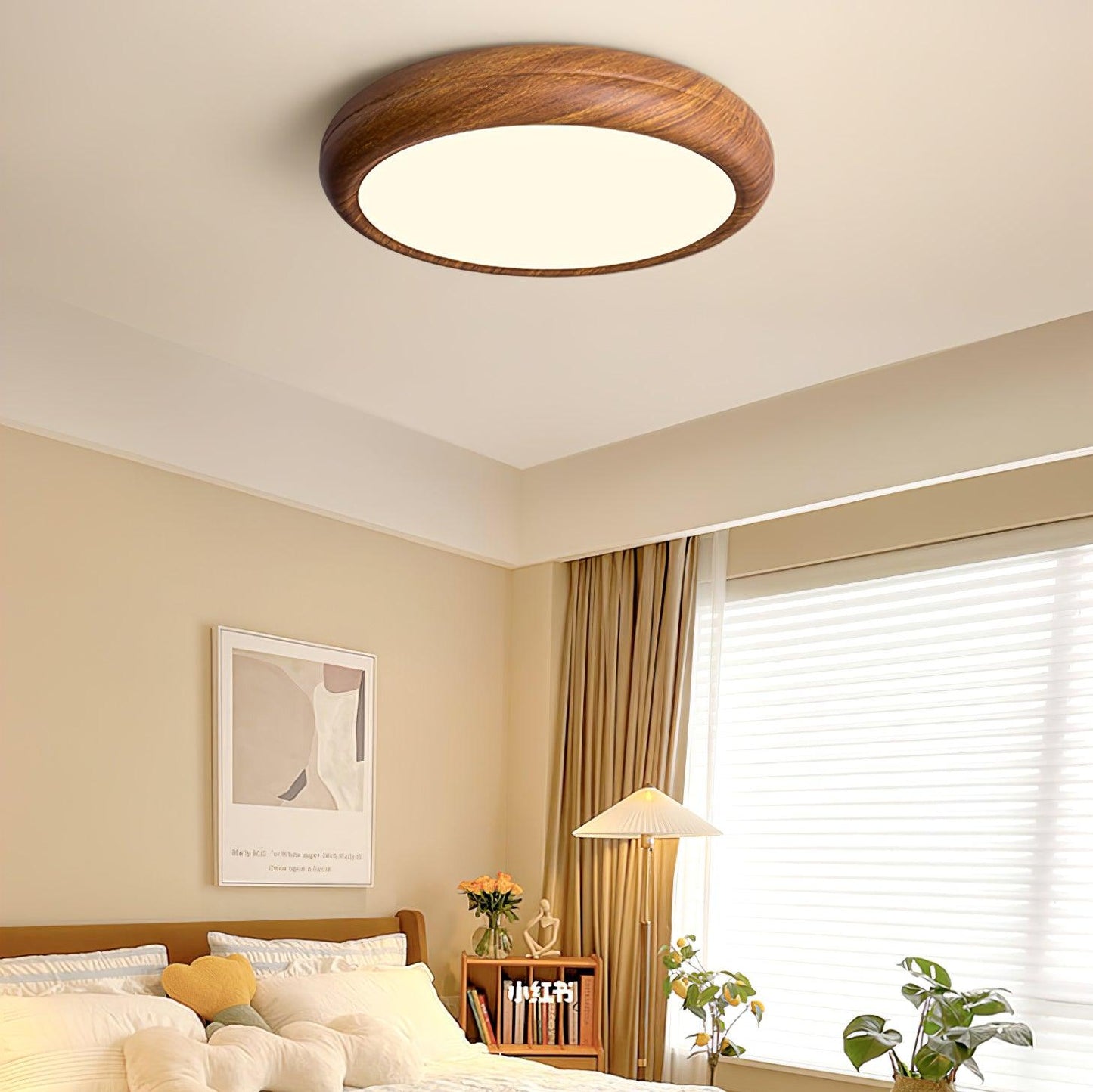 Trækorns loftslampe, rund