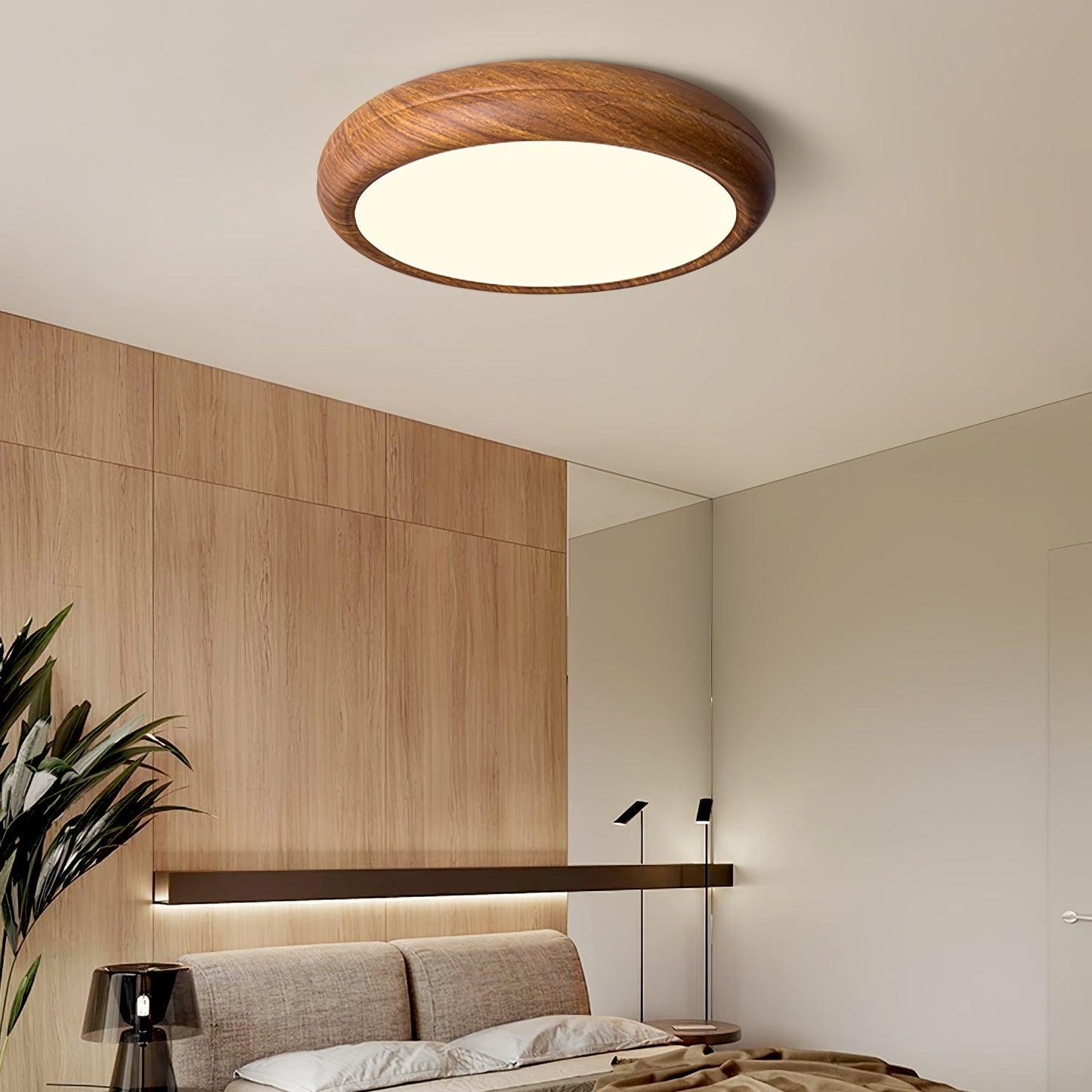 Trækorns loftslampe, rund