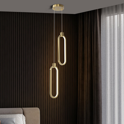 Elegant cirkel pendellampe i messingguld med 2 lyskilder