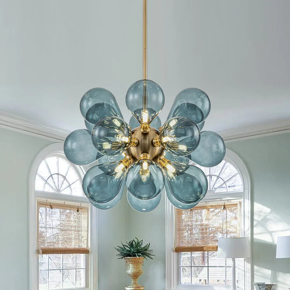 Blå glasskulele-lysestake
 - lichtdekor.com