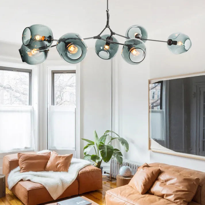 Sputnik Chandelier with Bifurcating Bubble Glass