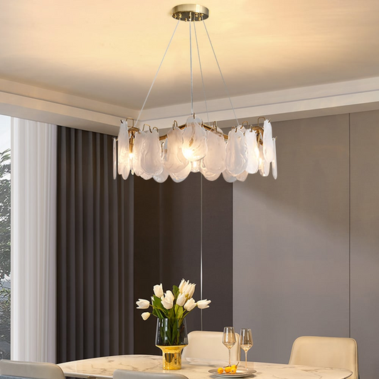 Moderne seks-armet lysekrone i flerlags skyglas med justerbare ledninger
 - lichtdekor.com