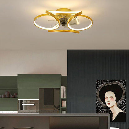 Modern LED Flush Mount Ceiling Fan with Remote Control & Flower Design